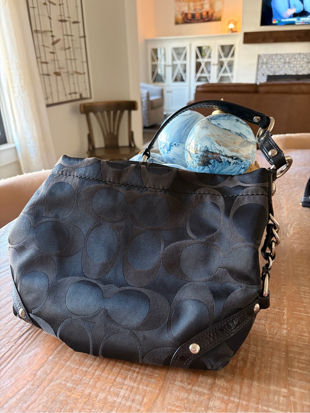 Coach Black Signature Canvas Shoulder Bag